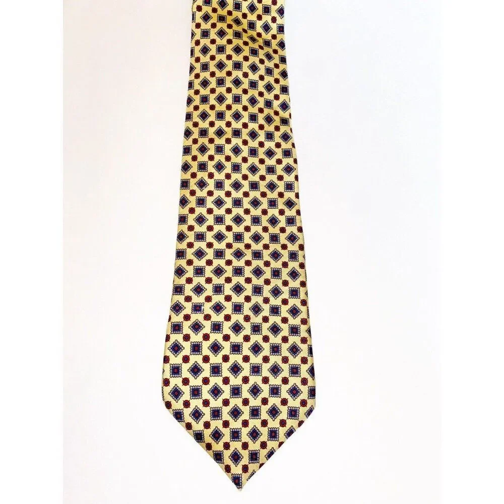 Savile Row Tie Yellow Blue Burgundy